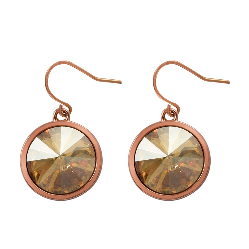 Hoja De Oro Rosa Aro Pendientes creado con cristales de Swarovski ®